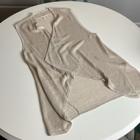 Eileen Fisher Cream-tan Linen Sweater Vest- Large - Picture 6 of 7